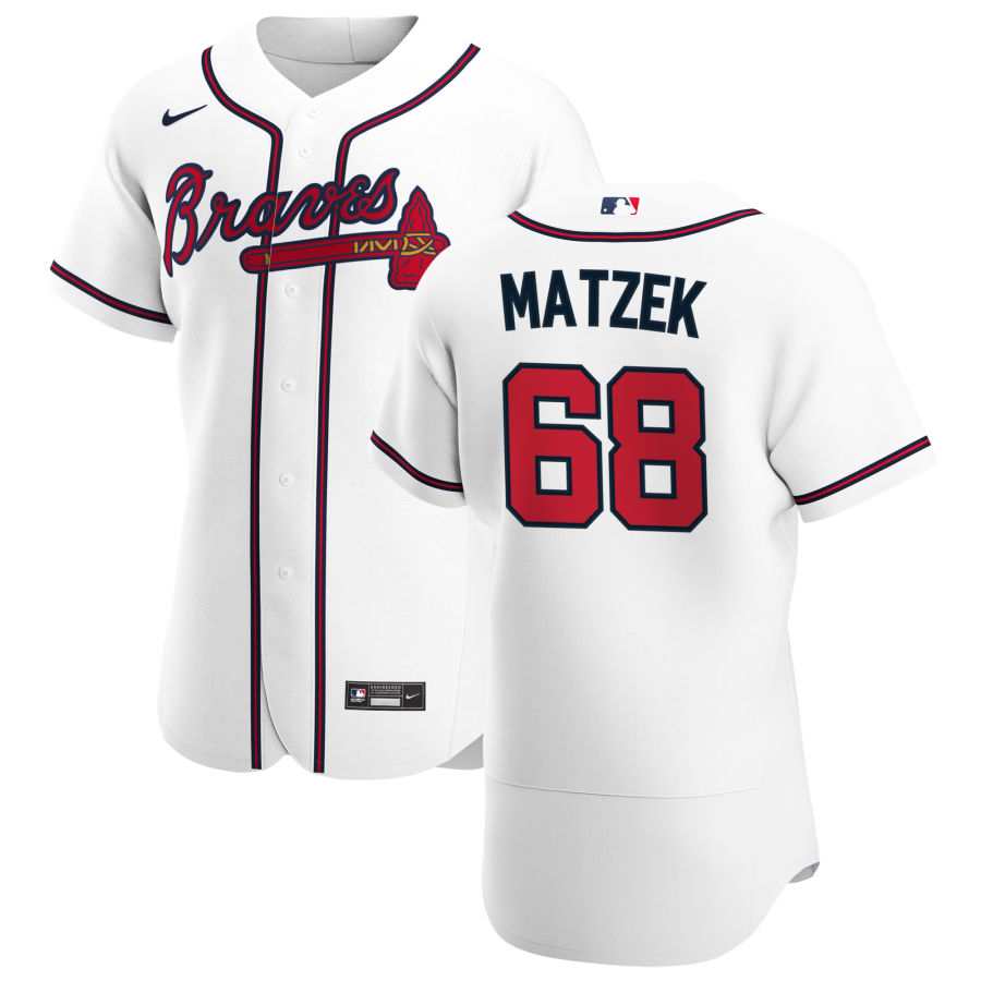 Atlanta Braves 68 Tyler Matzek Men Nike White Home 2020 Authentic Player MLB Jersey